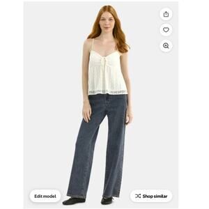 No Boundaries Y2K Babydoll Lace Top, Women's Medium Winter White New with Tags